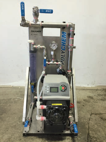 Système simplex avec tuyauterie en SS316 et ligne de dilution d’eau avec mélangeur statique et vanne de régultation